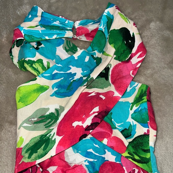 Zara Linen Blend Floral Print Dress - Picture 9 of 12